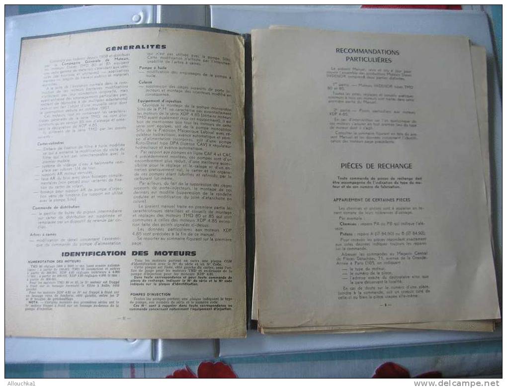 REVUE TECHNIQUE AUTOMOBILE 1964 EQUIPEMENT DEPOSE MONTAGE REGLAGE ENTRETIEN MOTEUR DIESEL TMD 80/85 & X4  TYPE XDP4.85 - Auto