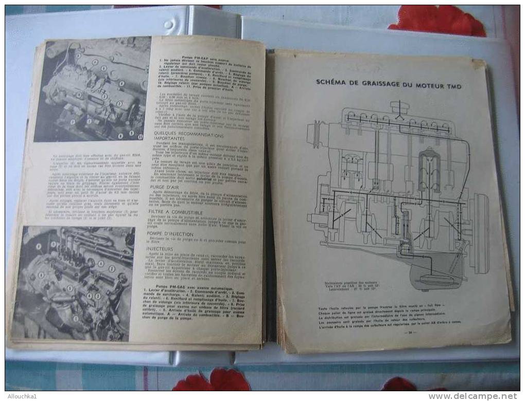 REVUE TECHNIQUE AUTOMOBILE 1964 EQUIPEMENT DEPOSE MONTAGE REGLAGE ENTRETIEN MOTEUR DIESEL TMD 80/85 & X4  TYPE XDP4.85 - Auto