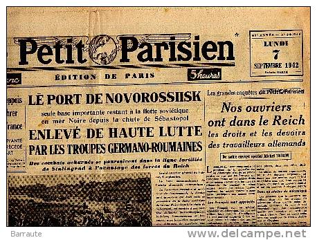 LE PETIT PARISIEN Du 07/09/1942 Courses Et Corridas Au VEL ´ D´HIV´  RARE - Le Petit Parisien