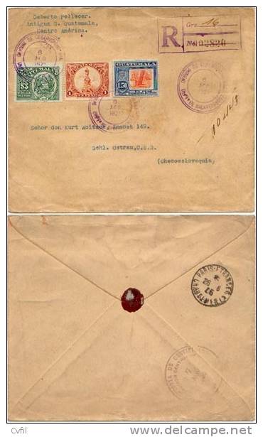 GUATEMALA 1925 - REGISTERED COVER - TOPICALS: COLUMBUS, QUETZAL - Guatemala