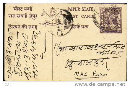 JAIPUR STATE 1946 - ENTIRE POSTAL CARD - Jaipur