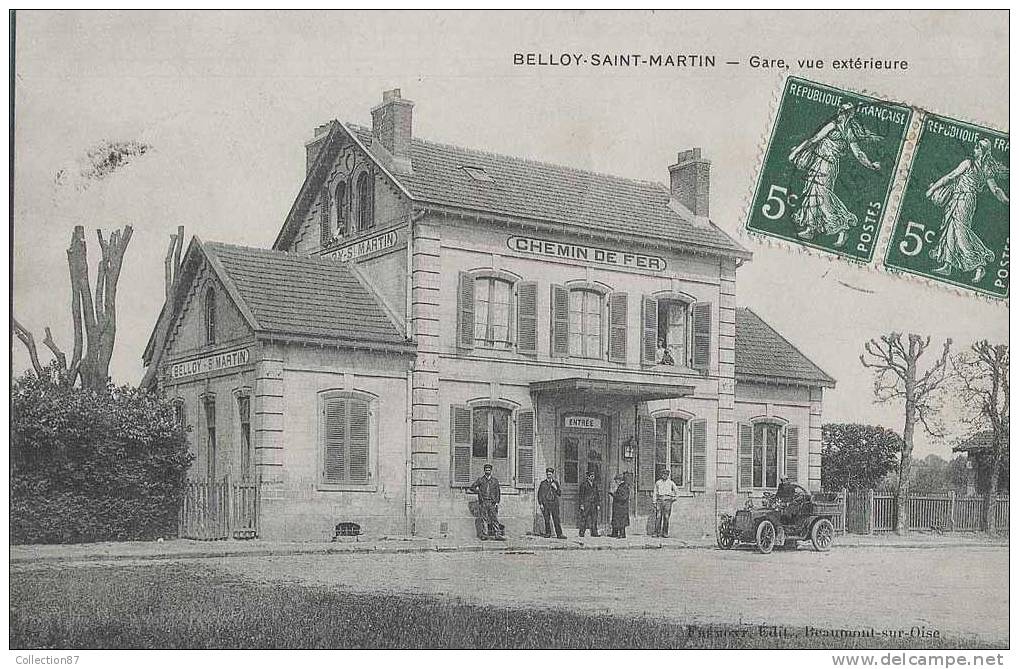 95 - VAL D´OISE - BELLOY SAINT MARTIN - LA GARE De CHEMIN De FER - TRAIN - VOITURE AUTOMOBILE ANCIENNE - Saint-Martin-du-Tertre