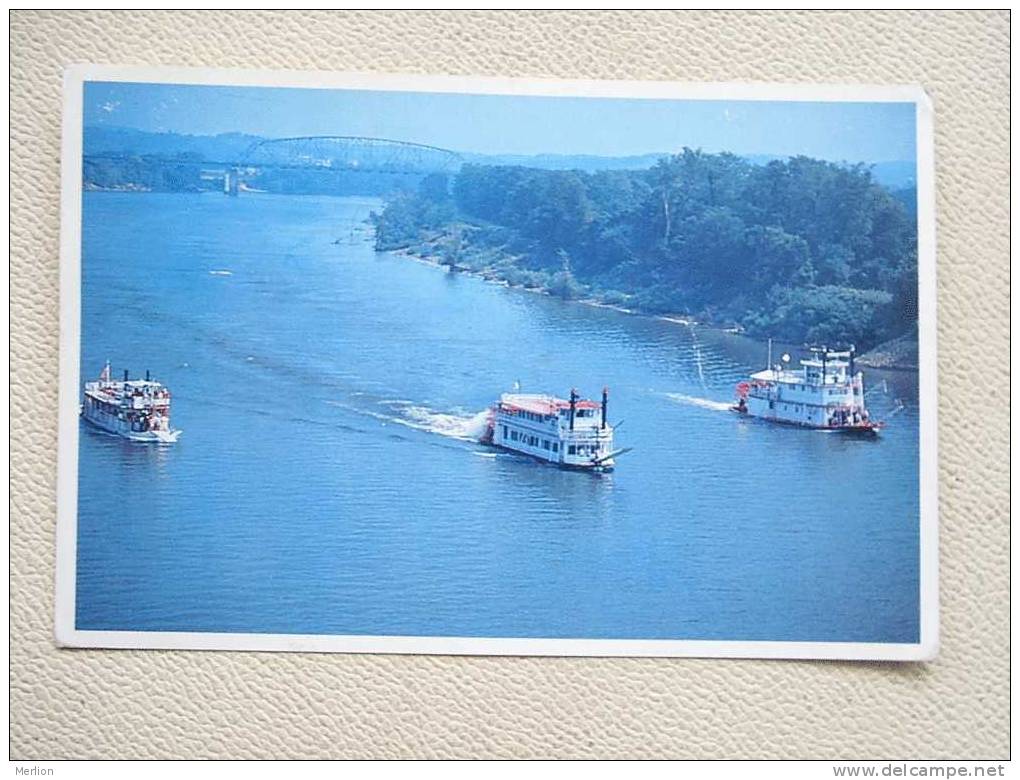 Riverboat Race - Ohio River - US- Indiana-Ohio  VF-   1970´s     D13663 - Péniches
