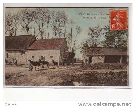 SCENE DE LA VIE NORMANDE  UN ATTELAGE DE BOURIQUES - Bauernhöfe