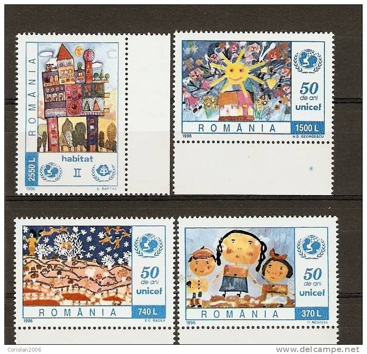 Romania 1995 / 50 Years UNICEF / 4 Val - UNICEF