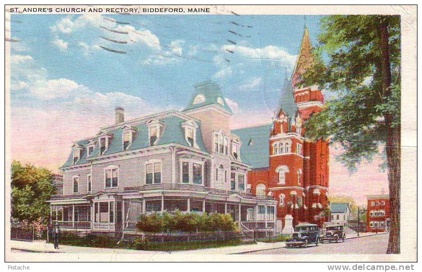 Biddeford ME - 1936 - St. Andre Church Rectory Église Presbytère - Écrite Used - Other & Unclassified