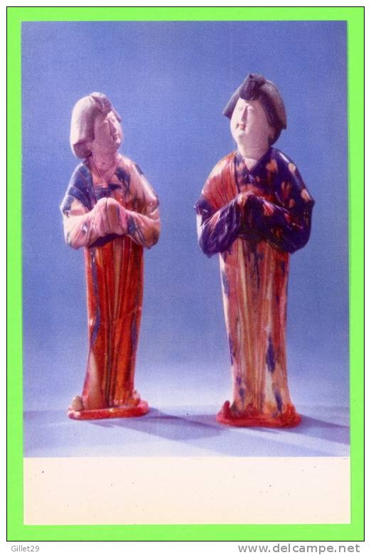 CHINA - TANG DYNASTY - THREE-COLOUR GLAZED FEMALE FIGURINES -  CARD NEVER BEEN USE - - Antiquité