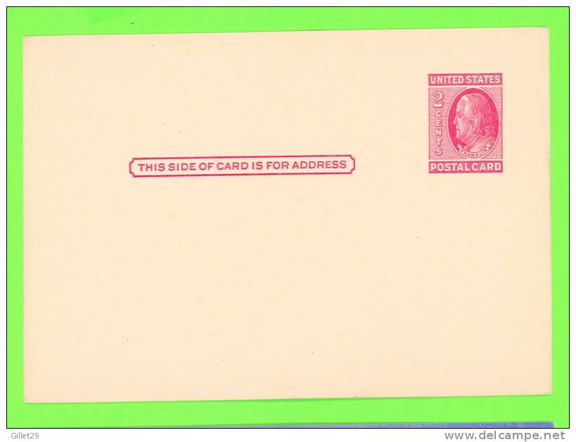 2 CENTS POSTCARD, U.S.A. - FRANKLIN - CARD NEVER BEEN USE - - ...-1900
