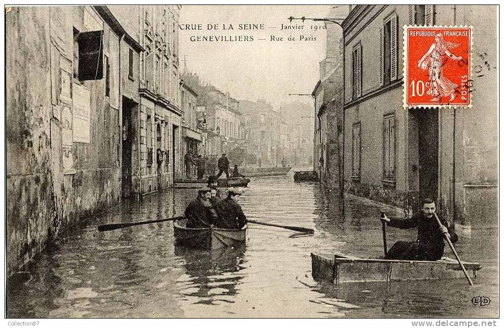 92 - HAUTS De SEINE - GENNEVILLIERS - RUE De PARIS - INONDATION 1910 - CRUE De La SEINE - Gennevilliers