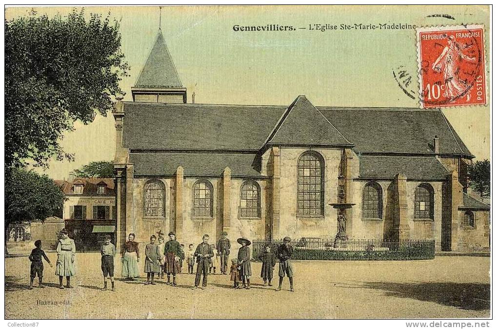 92 - HAUTS De SEINE - GENNEVILLIERS - ANIMATION PLACE De L'EGLISE STE MARIE MADELEINE - CAFE RESTAURANT - Gennevilliers