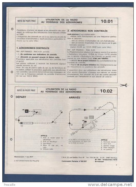 L'INFORMATION DU PILOTE - 10 DECEMBRE 1975 - FEDERATION NATIONALE AERONAUTIQUE - AVEC BANDE D'ABONNEMENT - Flugzeuge