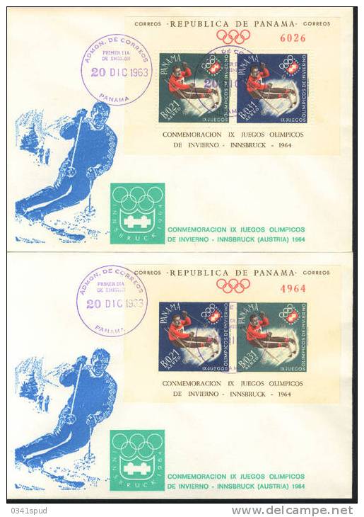 Jeux Olympiques 1964 Innsbruck  Panama FDC  Ski Alpin Ice Skating Patinage Sur Glace Vitesse - Winter 1964: Innsbruck