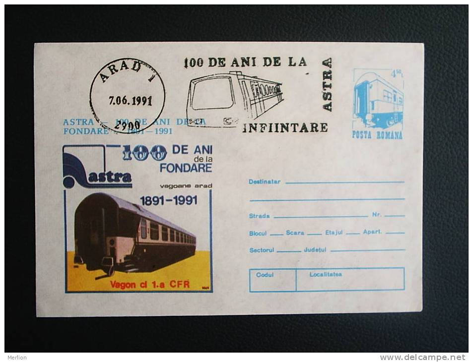FDC -Romania-Railway -Arad-Astra Vagoane   VF  1991  D13750 - FDC