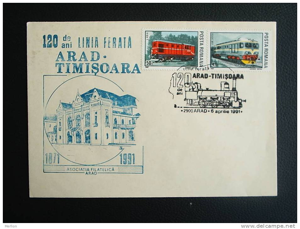 FDC -Romania -Railway- Train - Arad- Timisoara   Line    F  1991  D13769 - FDC