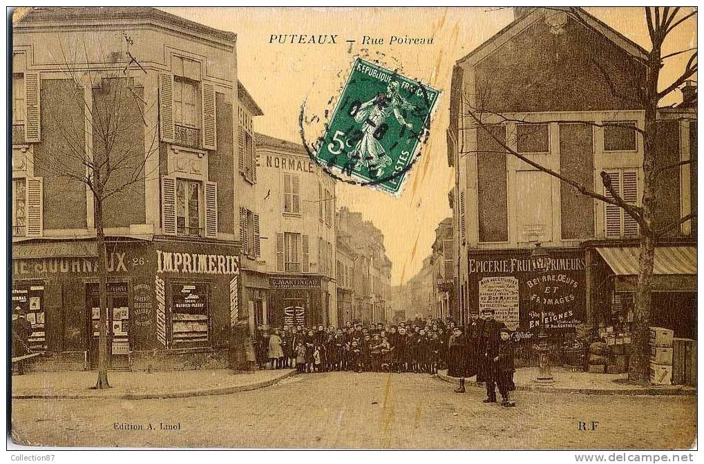 92 - HAUTS De SEINE - PUTEAUX - RUE POIREAU - IMPRIMERIE - EPICERIE -  - GROSSE ANIMATION - Puteaux