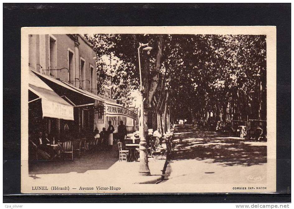 34 LUNEL Avenue Victor Hugo, Animée, Café Glacier, Terrasse, Ed CIM, 193? - Lunel