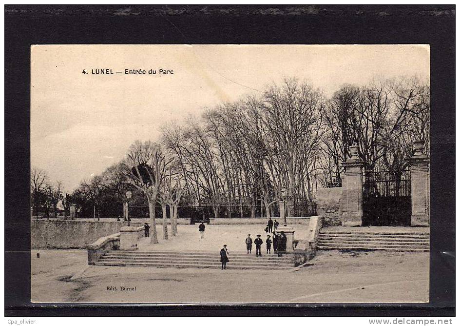 34 LUNEL Parc, Entrée, Animée, Ed Burnel 4, 191? - Lunel