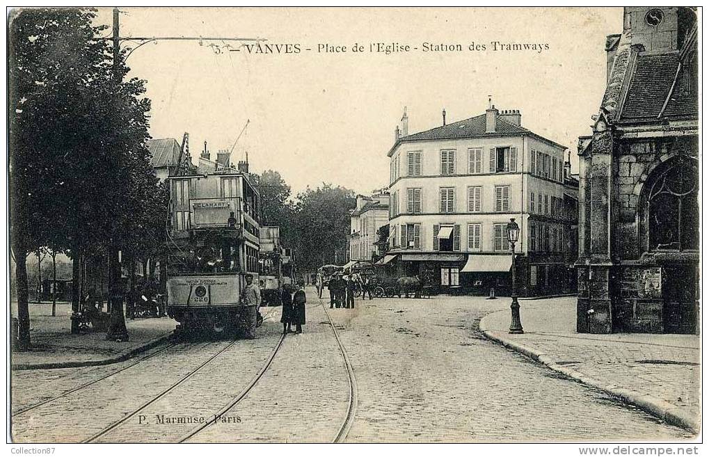 92 - HAUTS De SEINE - VANVES - PLACE De L'EGLISE - STATION Des TRAMWAYS Pour CLAMART - SUPERBE PLAN De TRAMWAY - Vanves