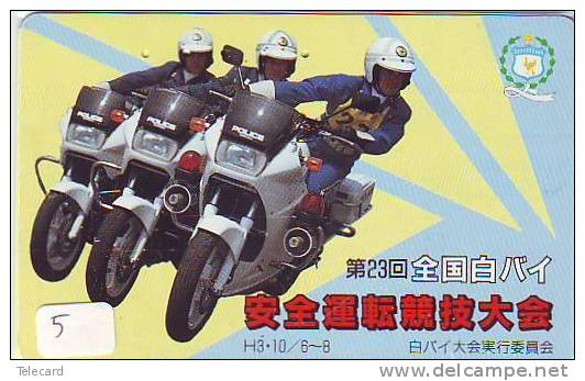 Télécarte Polizei (5)  Police - Motorrad - Police Motorcycle - Phonecard Japan Telefonkarte Japon - Policia