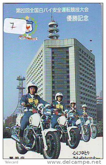 Télécarte Polizei (7)  Police - Motorrad - Police Motorcycle - Phonecard Japan Telefonkarte Japon - Politie