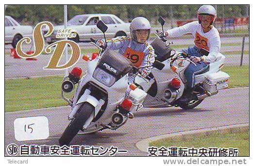 TELEFONKARTE Télécarte Polizei (15)  Police - Motorrad - Police Motorcycle - Phonecard Japan Telefonkarte Japon - Politie