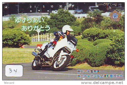 TELEFONKARTE Télécarte Polizei (34)  Police - Motorrad - Police Motorcycle - Phonecard Japan Telefonkarte Japon - Police