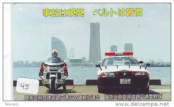 TELEFONKARTE Télécarte Polizei (45)  Police - Motorrad - Police Motorcycle - Phonecard Japan Telefonkarte Japon - Police