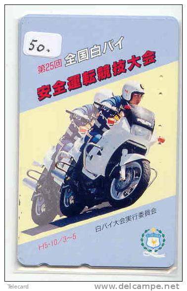 TELEFONKARTE Télécarte Polizei (50)  Police - Motorrad - Police Motorcycle - Phonecard Japan Telefonkarte Japon - Police