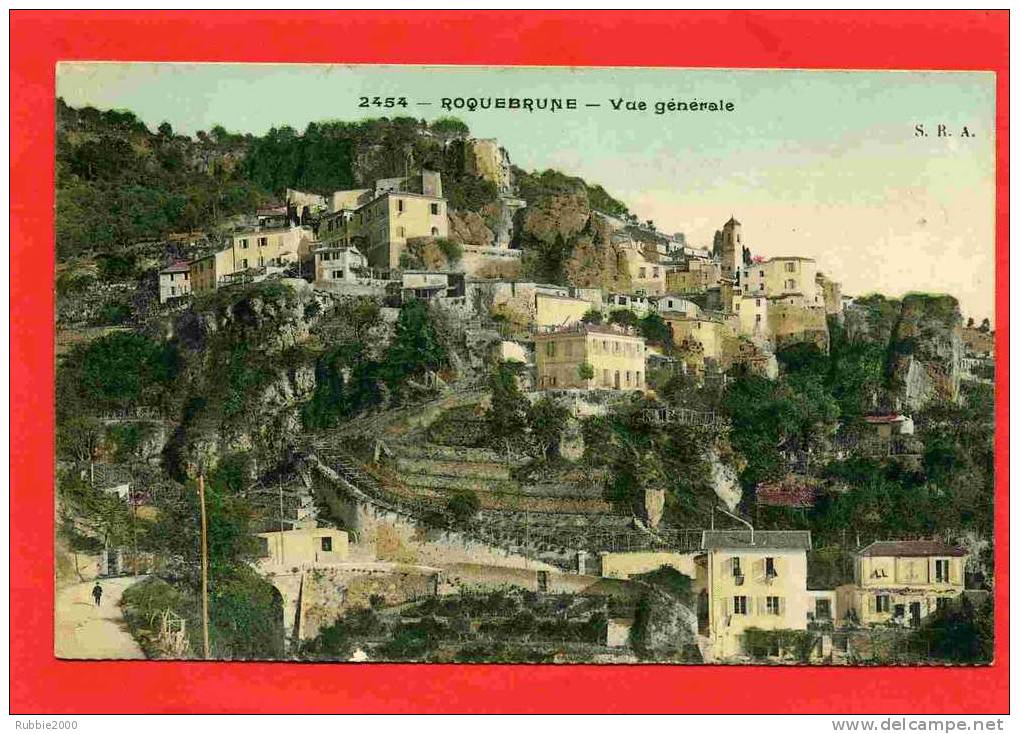 ROQUEBRUNE CAP MARTIN VUE GENERALE CARTE AQUARELLEE EN BON ETAT - Roquebrune-Cap-Martin