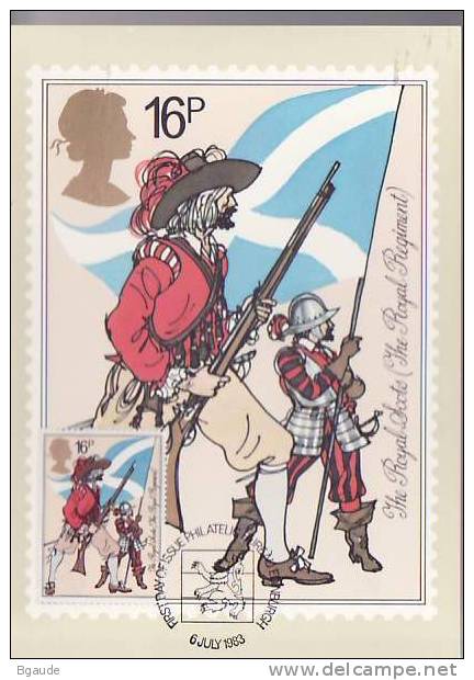 G B  CARTE MAXIMUM NUM.YVERT 1094 UNIFORMES MILITAIRES - Cartes PHQ