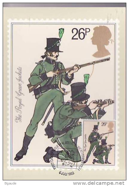 G B  CARTE MAXIMUM NUM.YVERT 1096 UNIFORMES MILITAIRES - Cartes PHQ