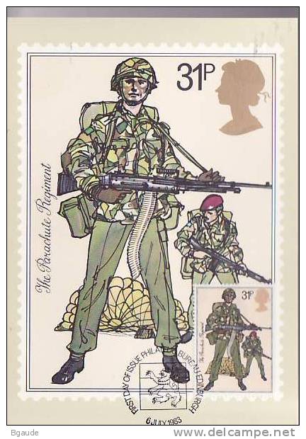 G B  CARTE MAXIMUM NUM.YVERT 1098 UNIFORMES MILITAIRES - PHQ Karten