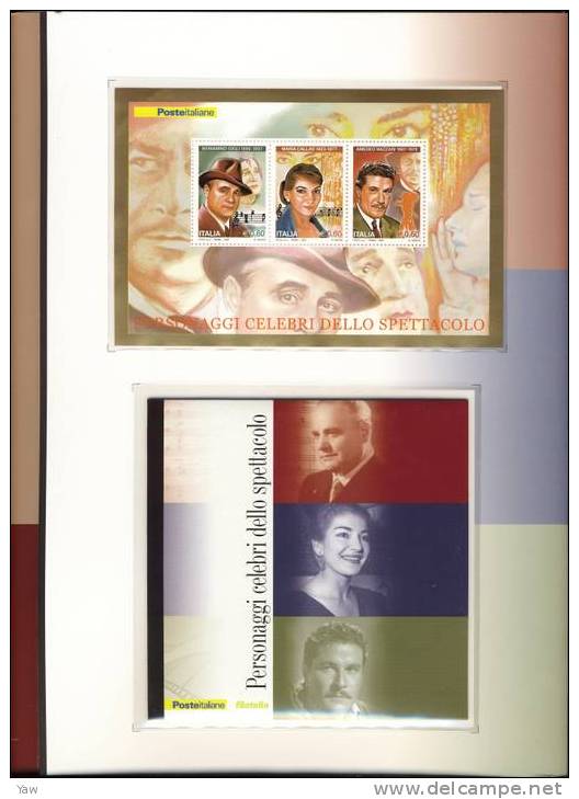 ITALIA FOLDER 2007 PERSONAGGI CELEBRI DELLO SPETTACOLO: M.CALLAS, B.GIGLI, A.NAZZARI.COMPLETO DI FOGLIETTO CD TESSERE... - Chanteurs