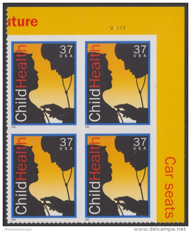 !a! USA Sc# 3938 MNH PLATEBLOCK (UR/V1111) - Child Health - Neufs