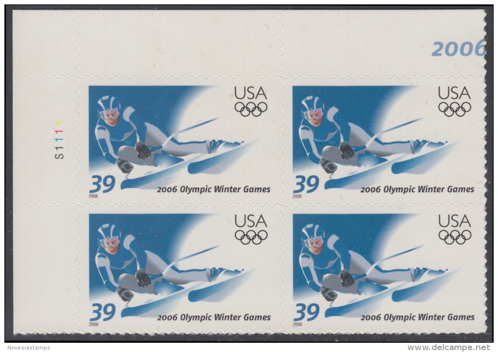 !a! USA Sc# 3995 MNH PLATEBLOCK (UL/S1111/a) - Winter Olympic Games 2006 - Ongebruikt