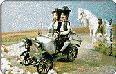 Advertising Phone Card. Artist At His Easel. Couple In Vintage Car. White Horse 10 X Pieces - Latvia