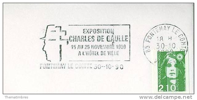 SC2941 Exposition Charles De Gaulle à L Hotelm De Ville Flamme Fontenay Le Comte 1990 - De Gaulle (Général)