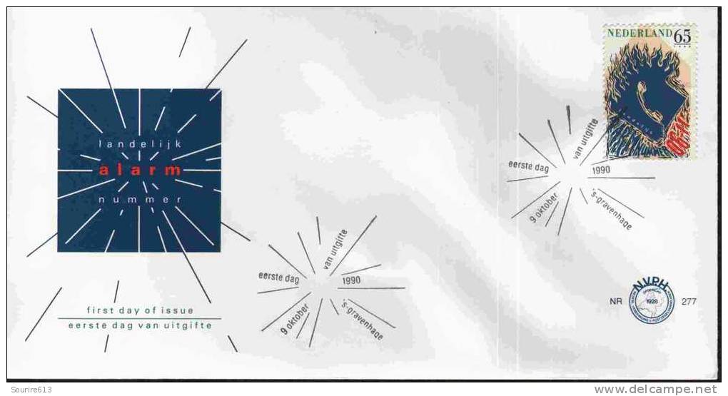 Fdc Pays-Bas 1990 Santé Secourisme Numéro Téléphone Secours Flamme - Secourisme