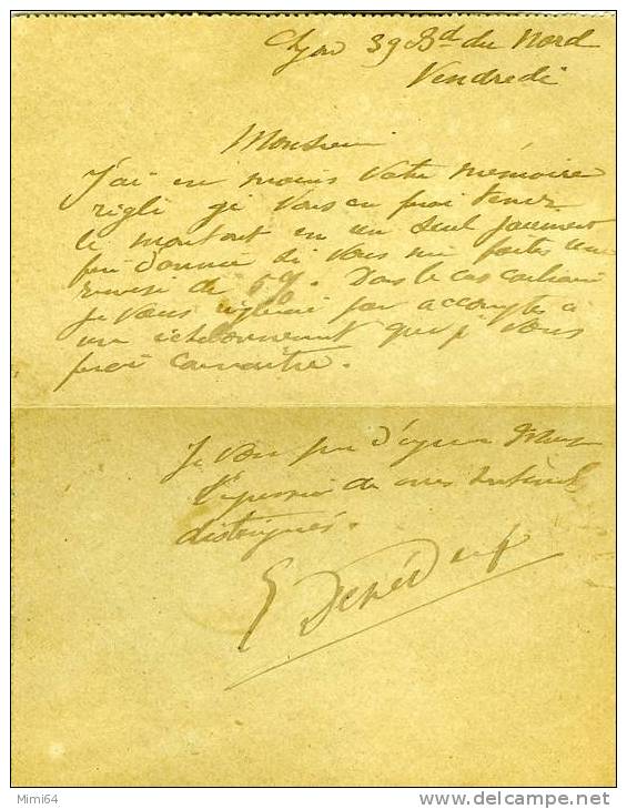 ENTIERS POSTAUX . CARTE LETTRE TIMBRE TYPE SAGE . 15 C  DE DEC 1897 REIMS MARNE . - Letter Cards