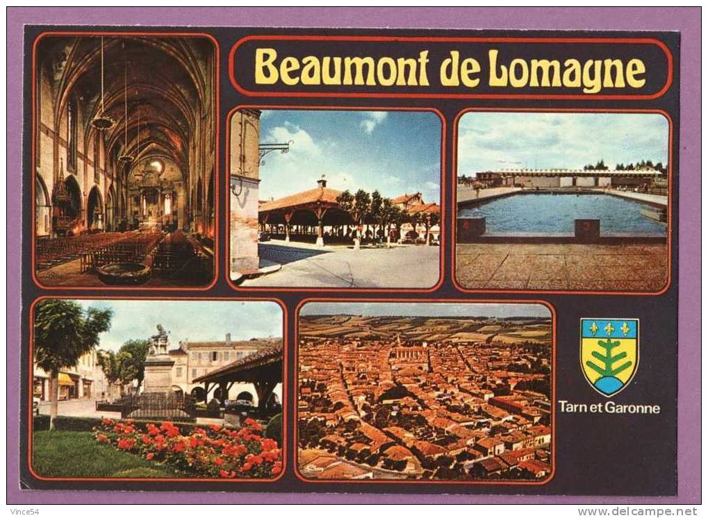 BEAUMONT De LOMAGNE  -  Multivues  -  5 Vues Et Blason - Beaumont De Lomagne