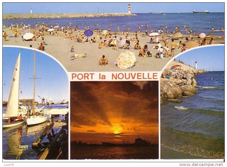 PORT LA NOUVELLE -  4 Vues : La Plage - Le Phare - Coucher De Soleil Sur Le Port - N° 14922 - Port La Nouvelle