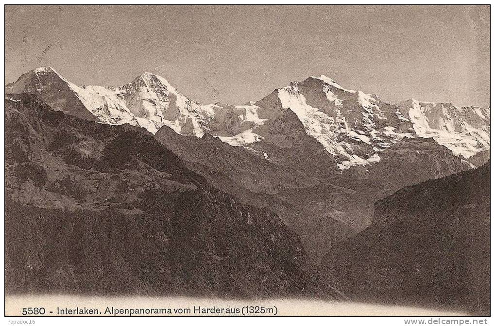 CH - BE - Interlaken. Alpenpanorama Vom Harder Aus (1325 M) - Phototypie Co. N° 5580 (gelaufen / Circulée 1910) - Interlaken