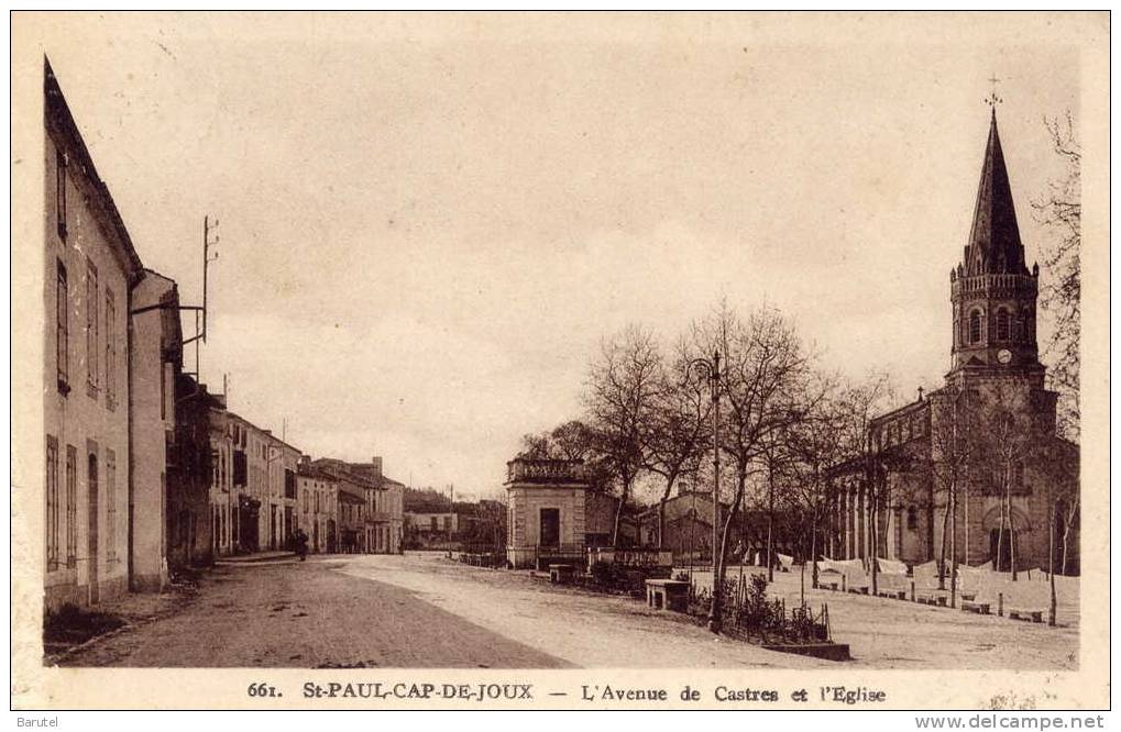 SAINT PAUL CAP DE JOUX - L´Avenue De Castres Et L´Eglise - Saint Paul Cap De Joux