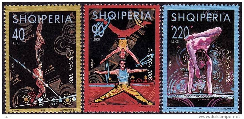 EUROPA -CEPT 2002 ALBANIA  3V NEUF ** (MNH) LE CIRQUE - 2002