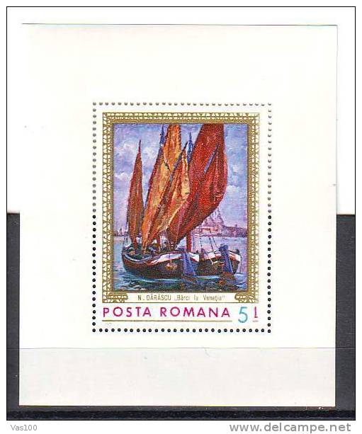 ROMANIA 1971 PAINTING TABLEAU SHIP,Michel Bloc # 90 MNH. - Maritime