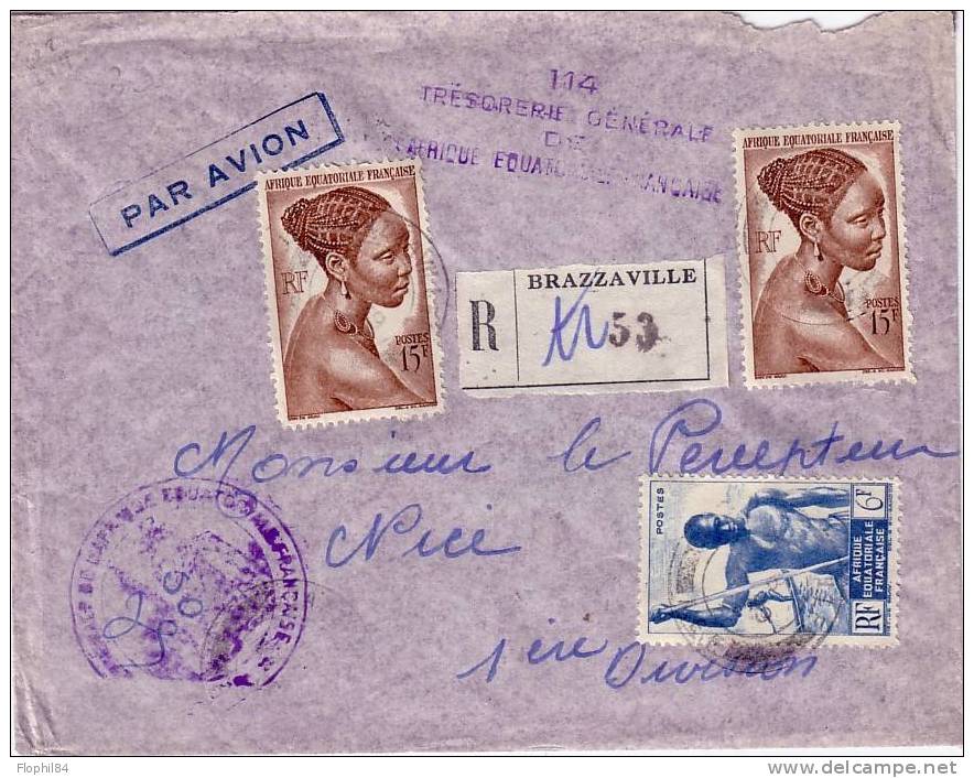 CONGO-BRAZZAVILLE LETTRE RECOMMANDEE 20-3-1949 - Briefe U. Dokumente