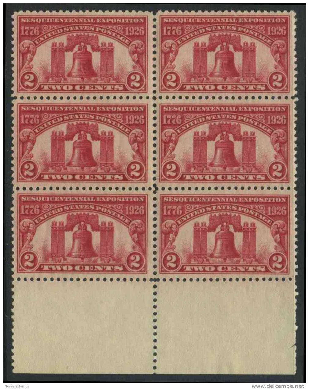 !a! USA Sc# 0627 MNH BLOCK(6) W/ Bottom Margins - Liberty Bell - Ungebraucht