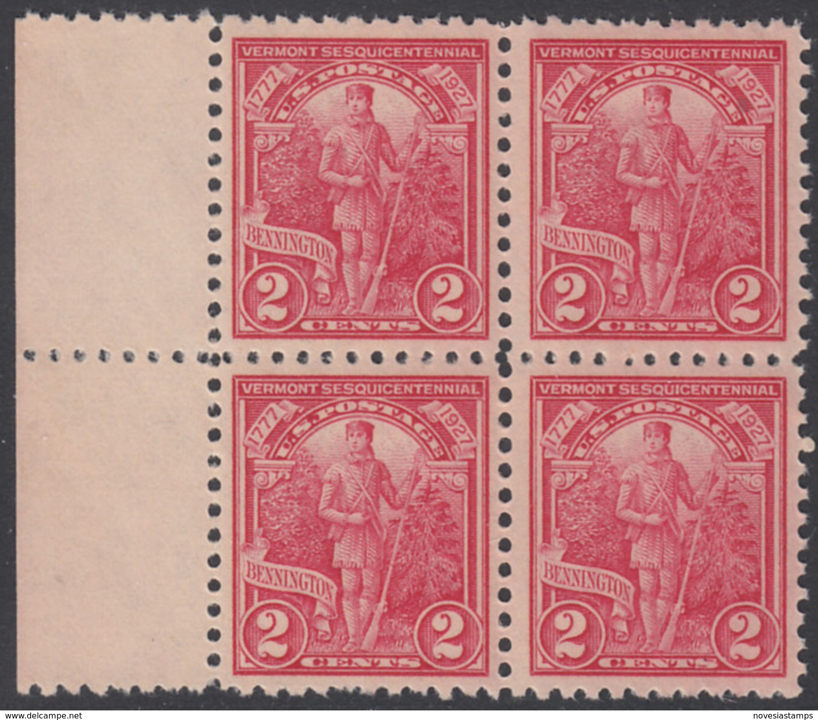 !a! USA Sc# 0643 MNH BLOCK W/ Left Margins - Vermont Sesquicentennial - Nuevos