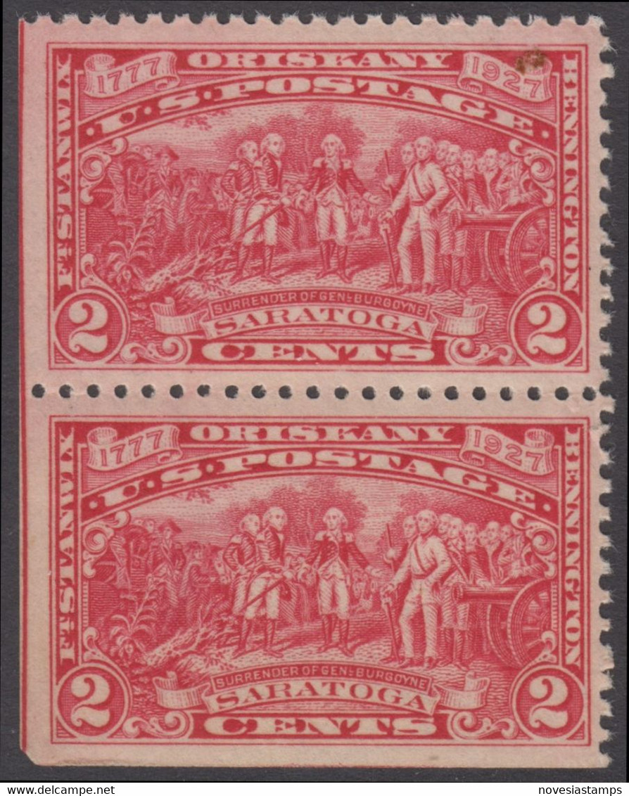 !a! USA Sc# 0644 MNH Vert.PAIR (bottom/left Sides Cut) - Burgoyne Campaign - Nuevos