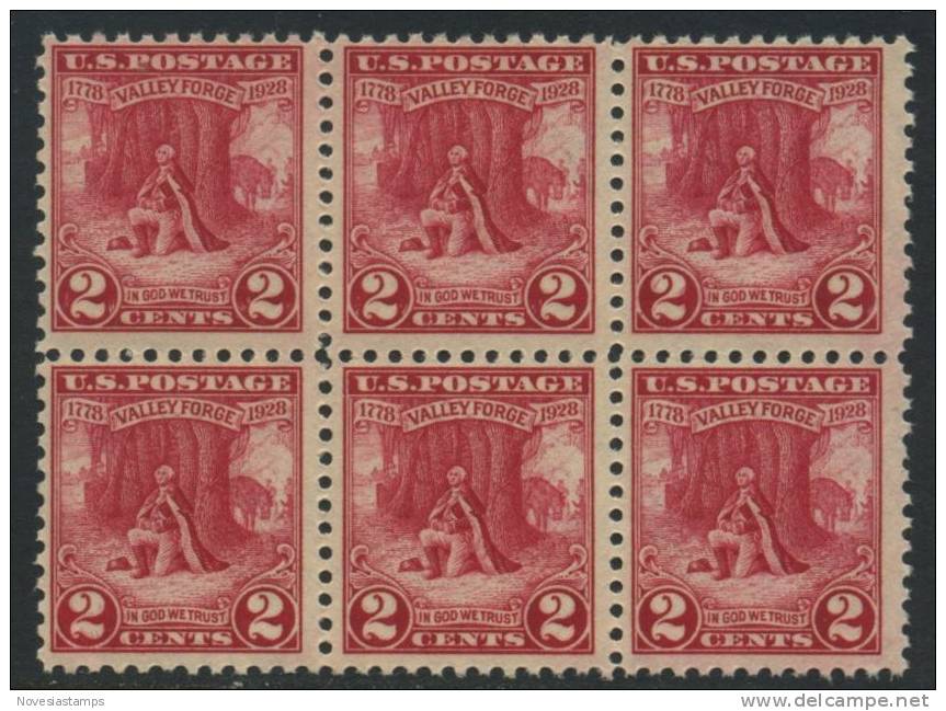 !a! USA Sc# 0645 MNH Horiz.BLOCK(6) - Valley Forge - Nuevos